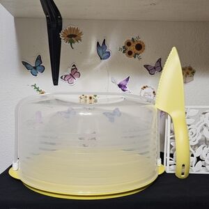 Yellow Cake Carrier with Server